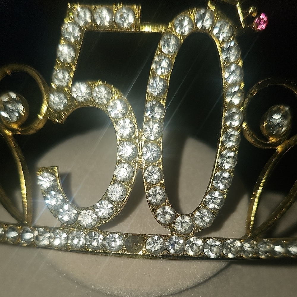 Women's Gold Rhinestone "50" Tiara LIKE NEW